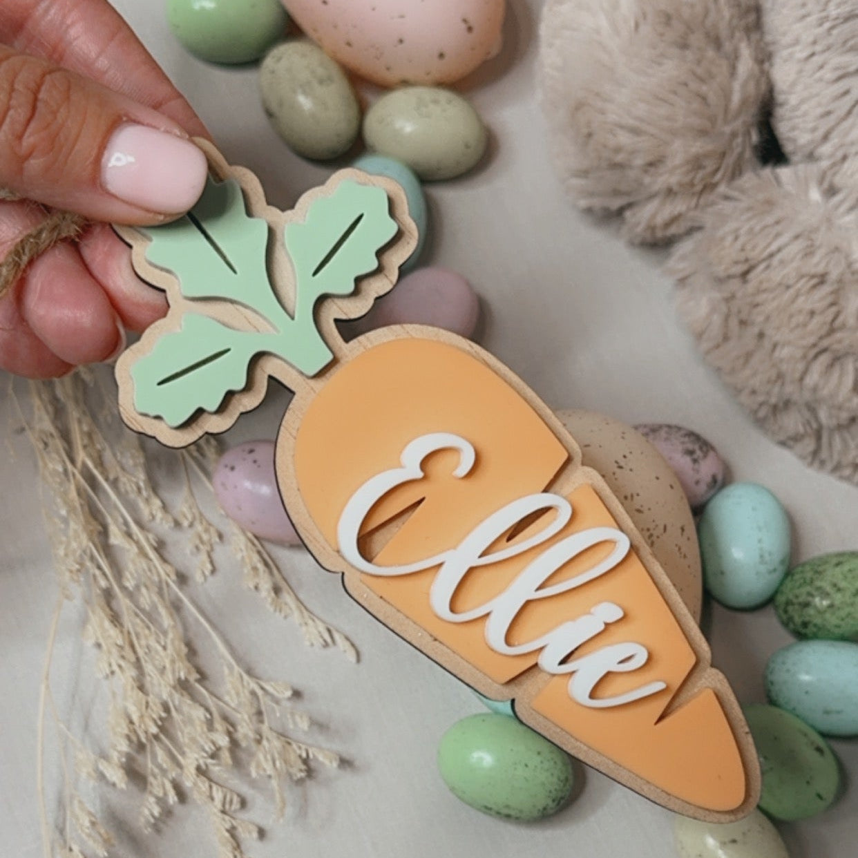 CARROT BASKET TAG - ACRYLIC NAME
