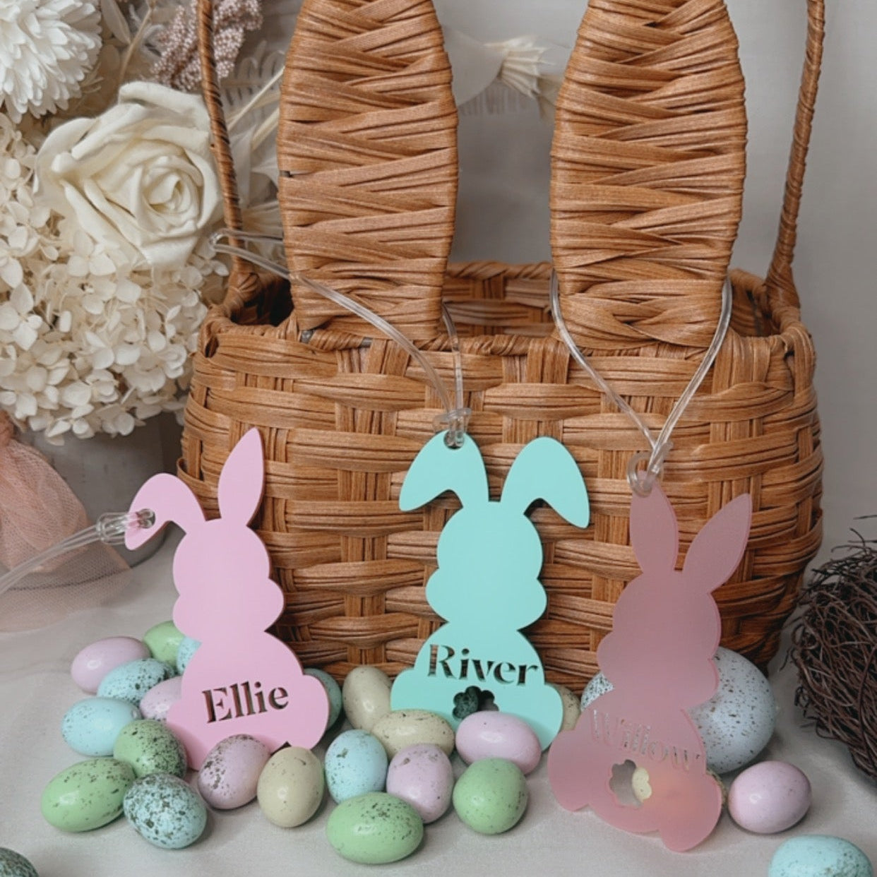 PERSONALISED ACRYLIC BUNNY SET OF THREE