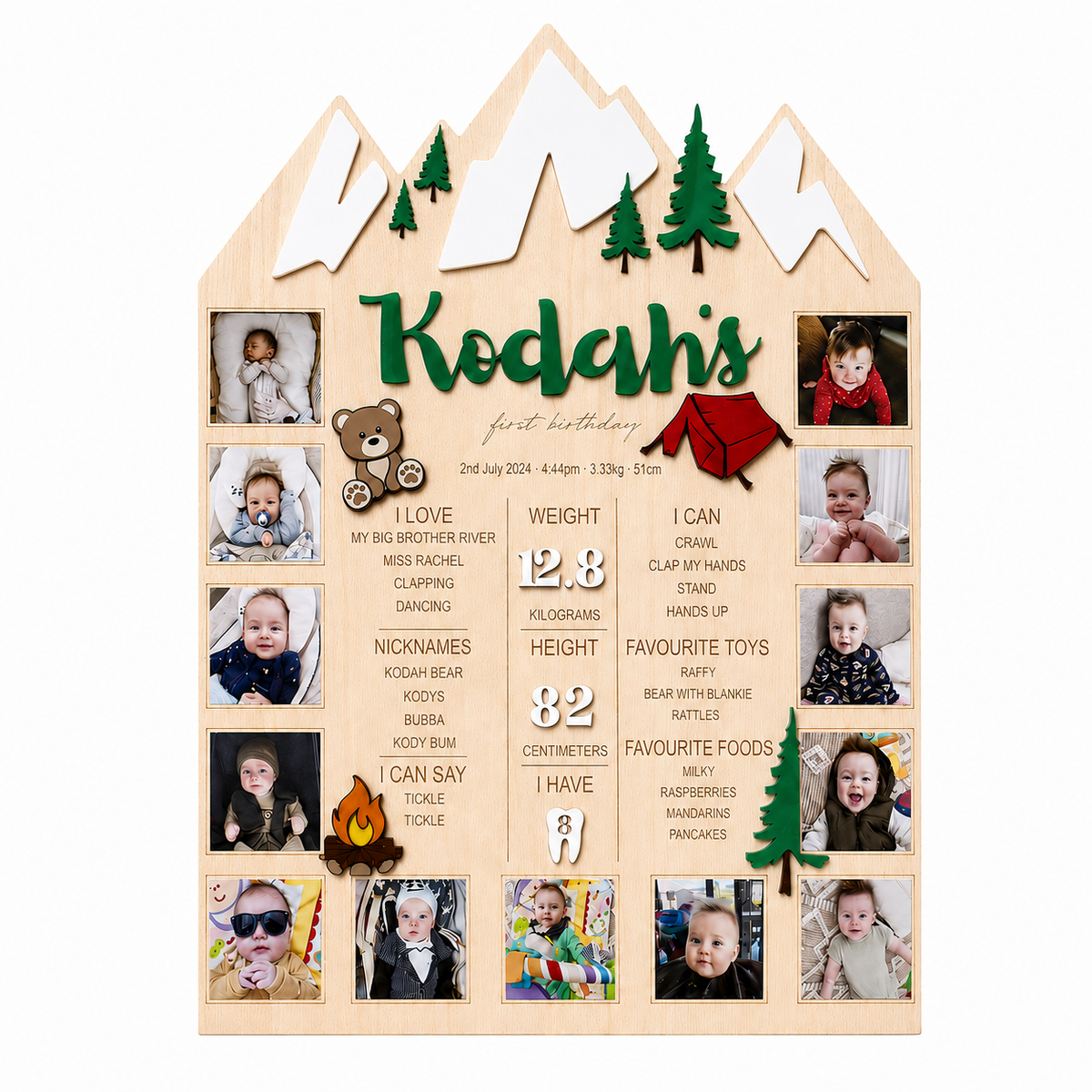 ONE HAPPY CAMPER - FIRST BIRTHDAY MEMORY BOARD