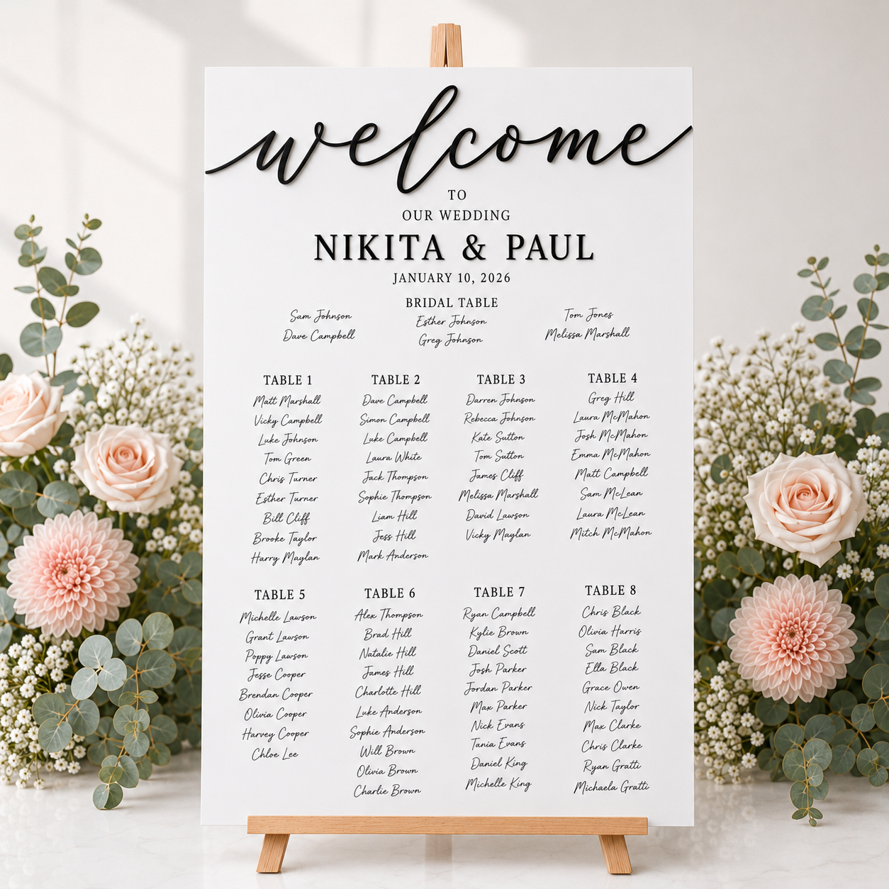 GUEST SEATING CHART - NOIR & BLANC COLLECTION