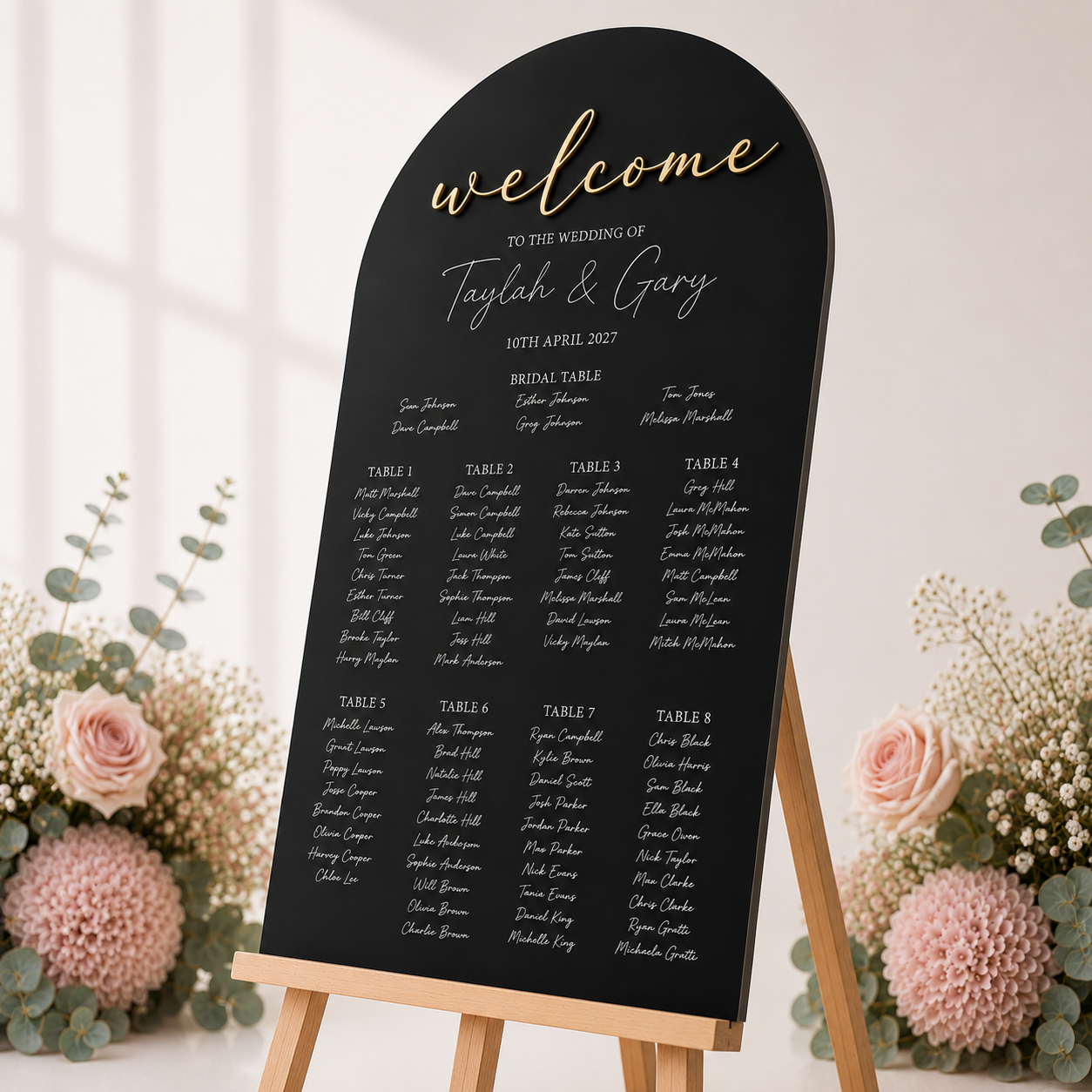 GUEST SEATING CHART - ONYX COLLECTION