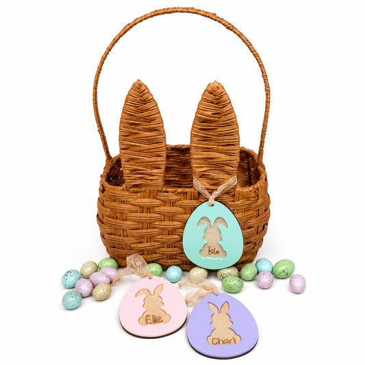 PERSONALISED EGG / WOODEN BASKET TAG -  ASSORTED EARS