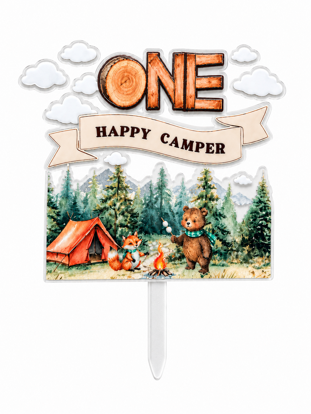 ONE HAPPY CAMPER - PERSONALISED CAKE TOPPER