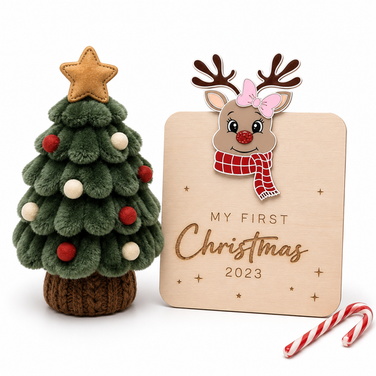 MY FIRST CHRISTMAS [YEAR] PLAQUE - REINDEER GIRL