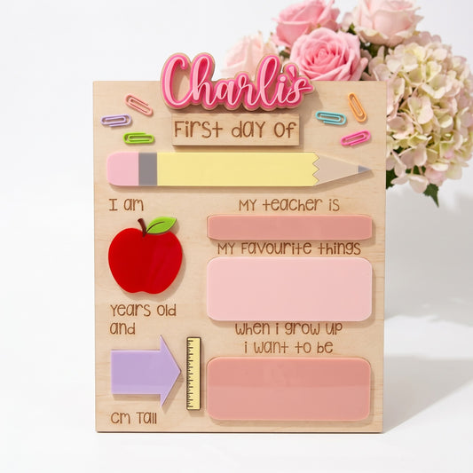 PENCIL FIRST / LAST DAY BOARD - PINK