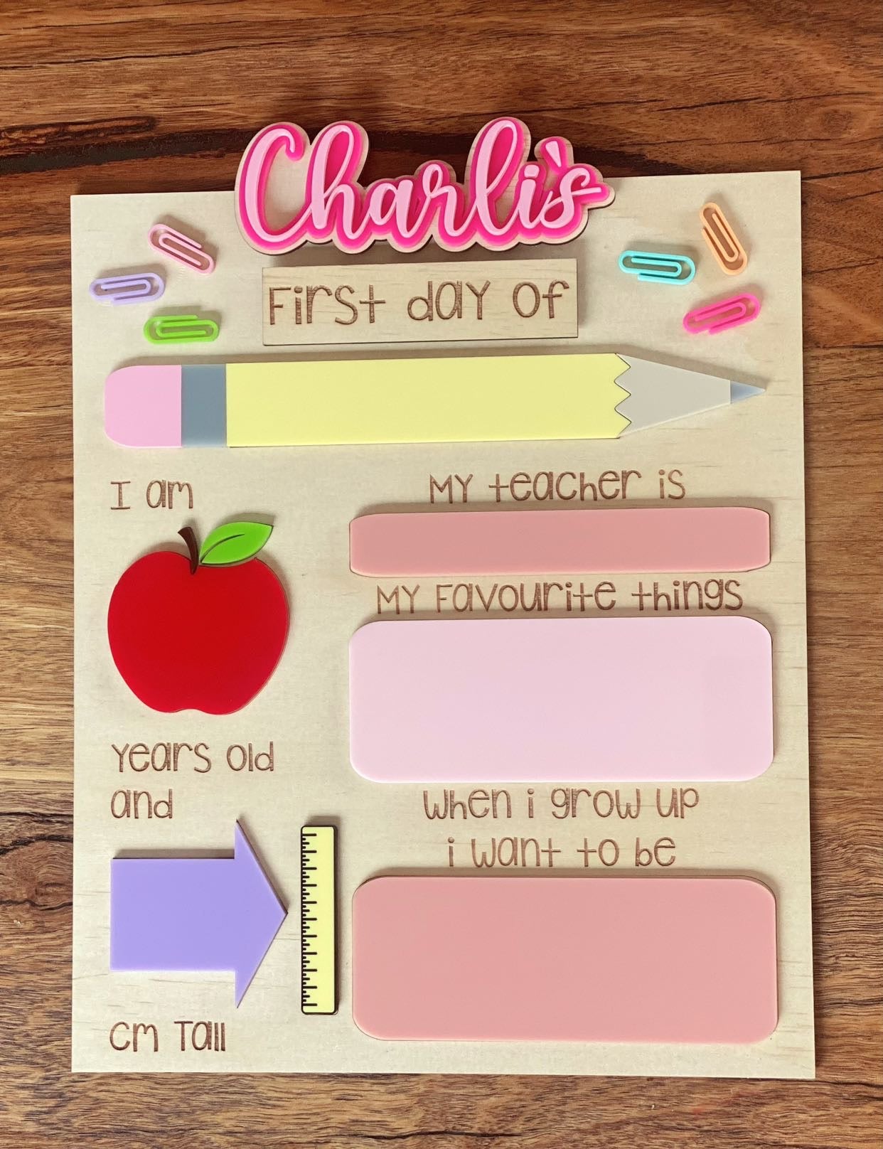 PENCIL FIRST / LAST DAY BOARD - PINK