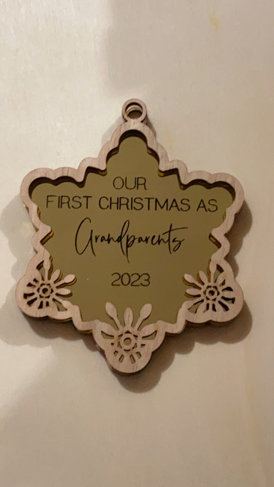 OUR FIRST CHRISTMAS AS GRANDPARENTS - DELUXE STAR - Wood & Mirrored