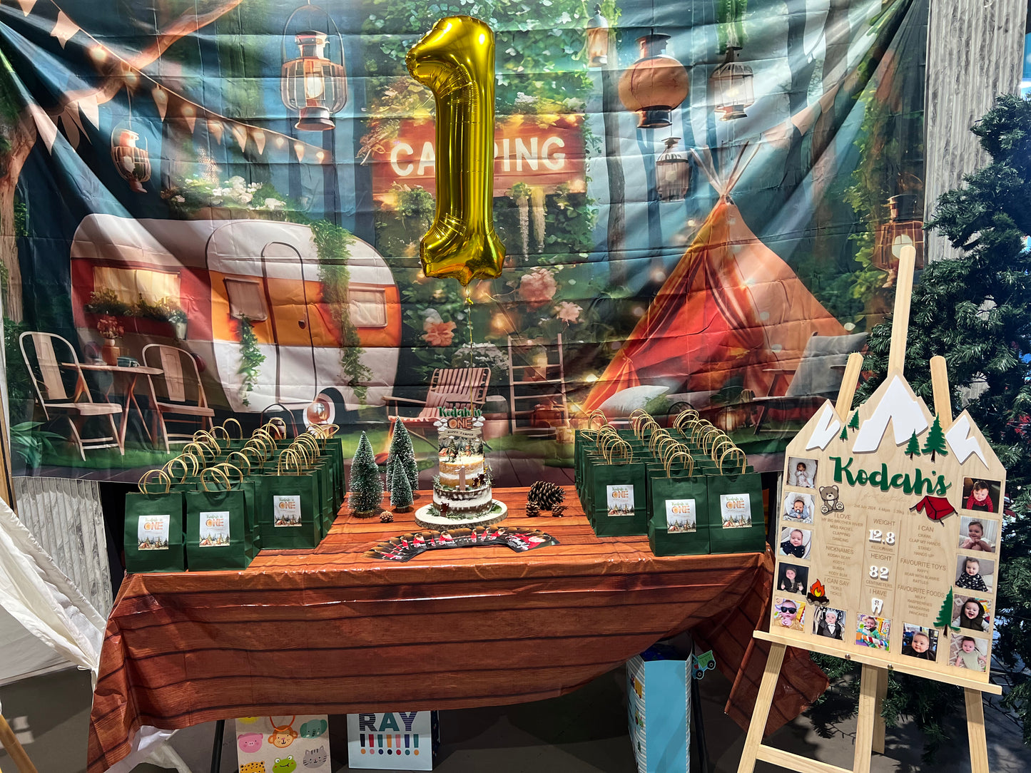 ONE HAPPY CAMPER - FIRST BIRTHDAY MEMORY BOARD