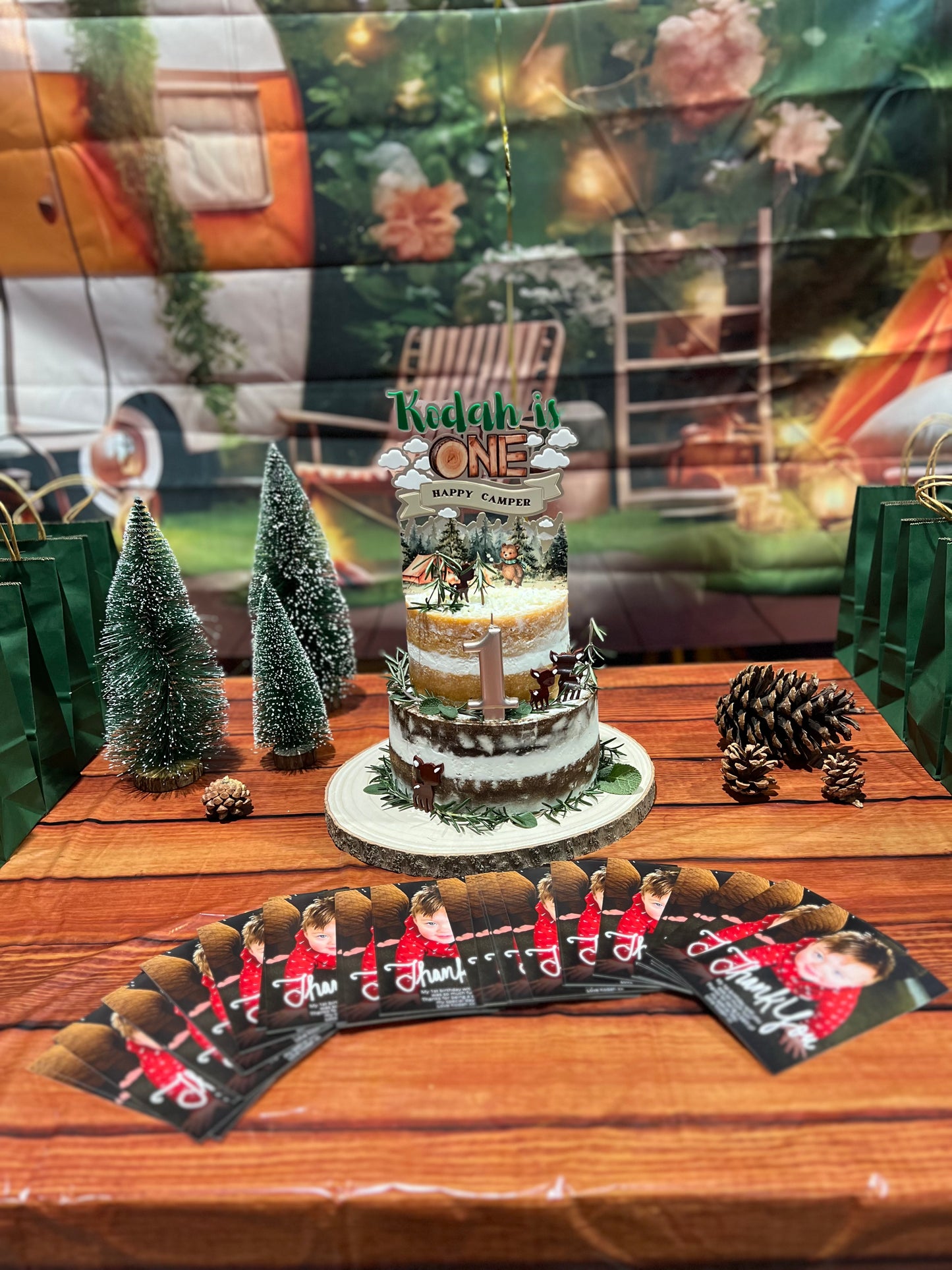 ONE HAPPY CAMPER - PERSONALISED CAKE TOPPER
