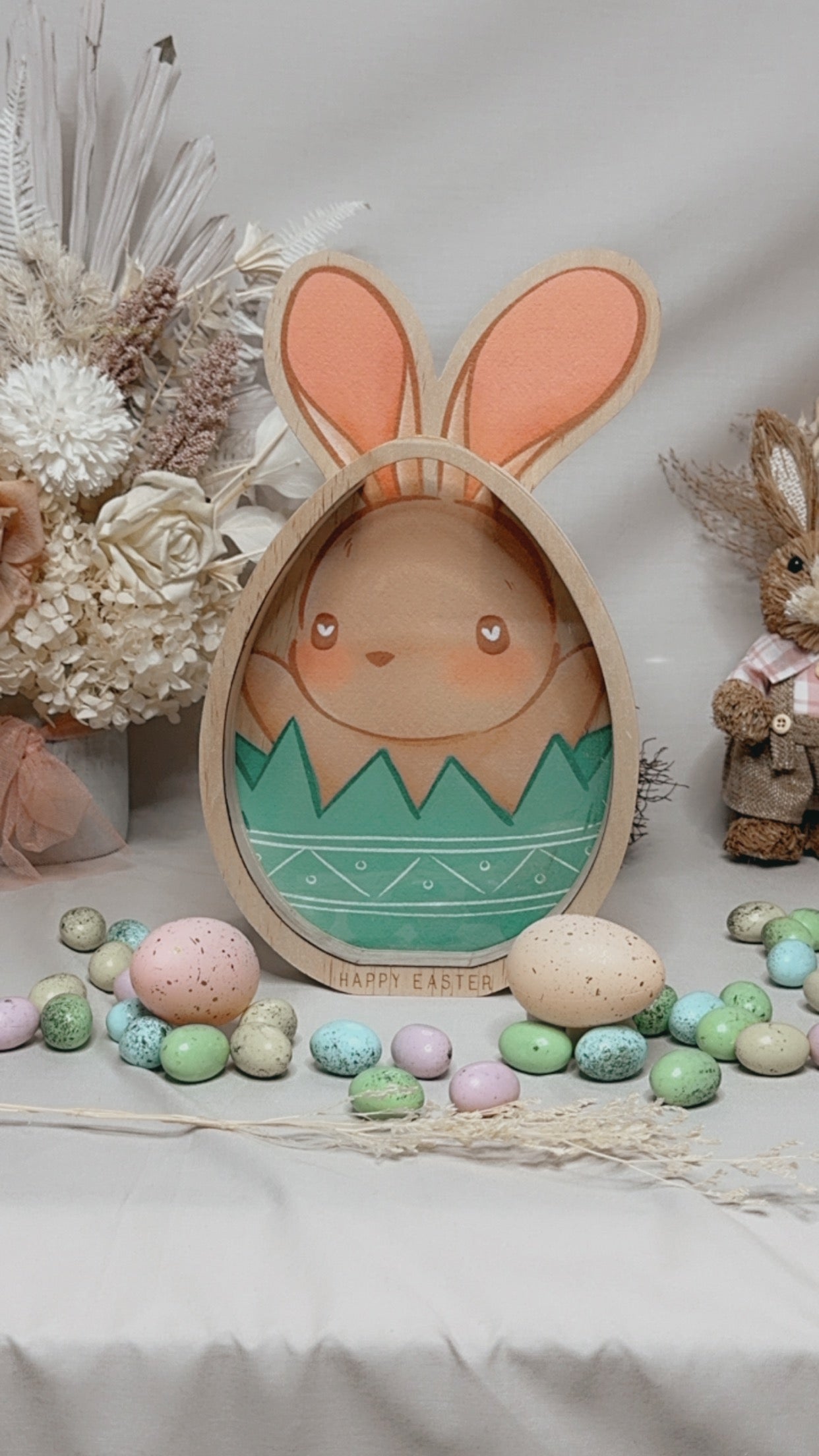 GREEN PRINTED BUNNY EGG HOLDER