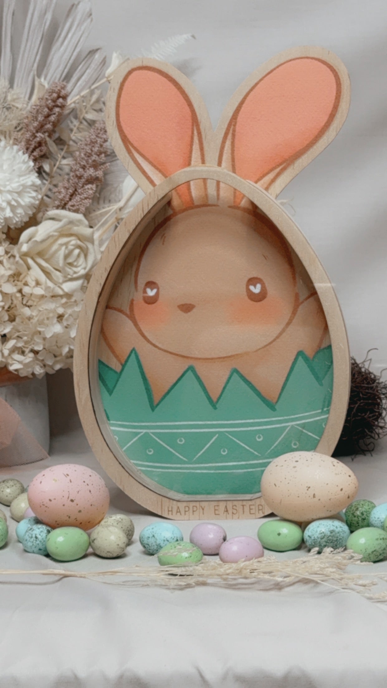 GREEN PRINTED BUNNY EGG HOLDER