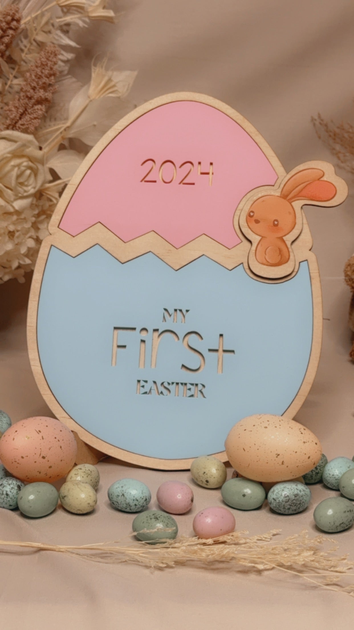 'MY FIRST EASTER' EGG PLAQUE - MULTICOLOURED