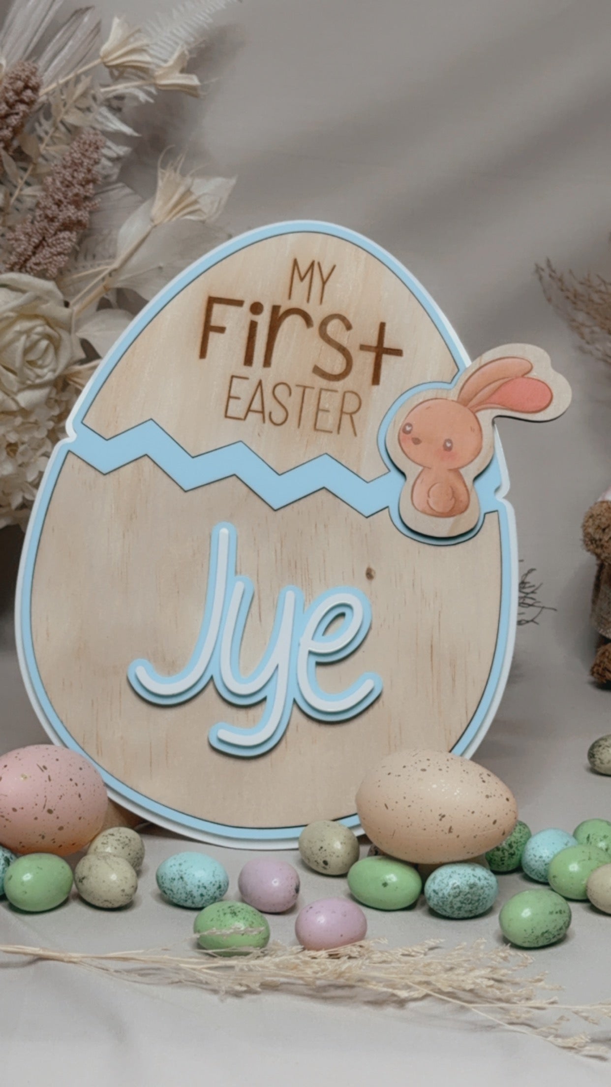 'MY FIRST EASTER' EGG PLAQUE - BLUE