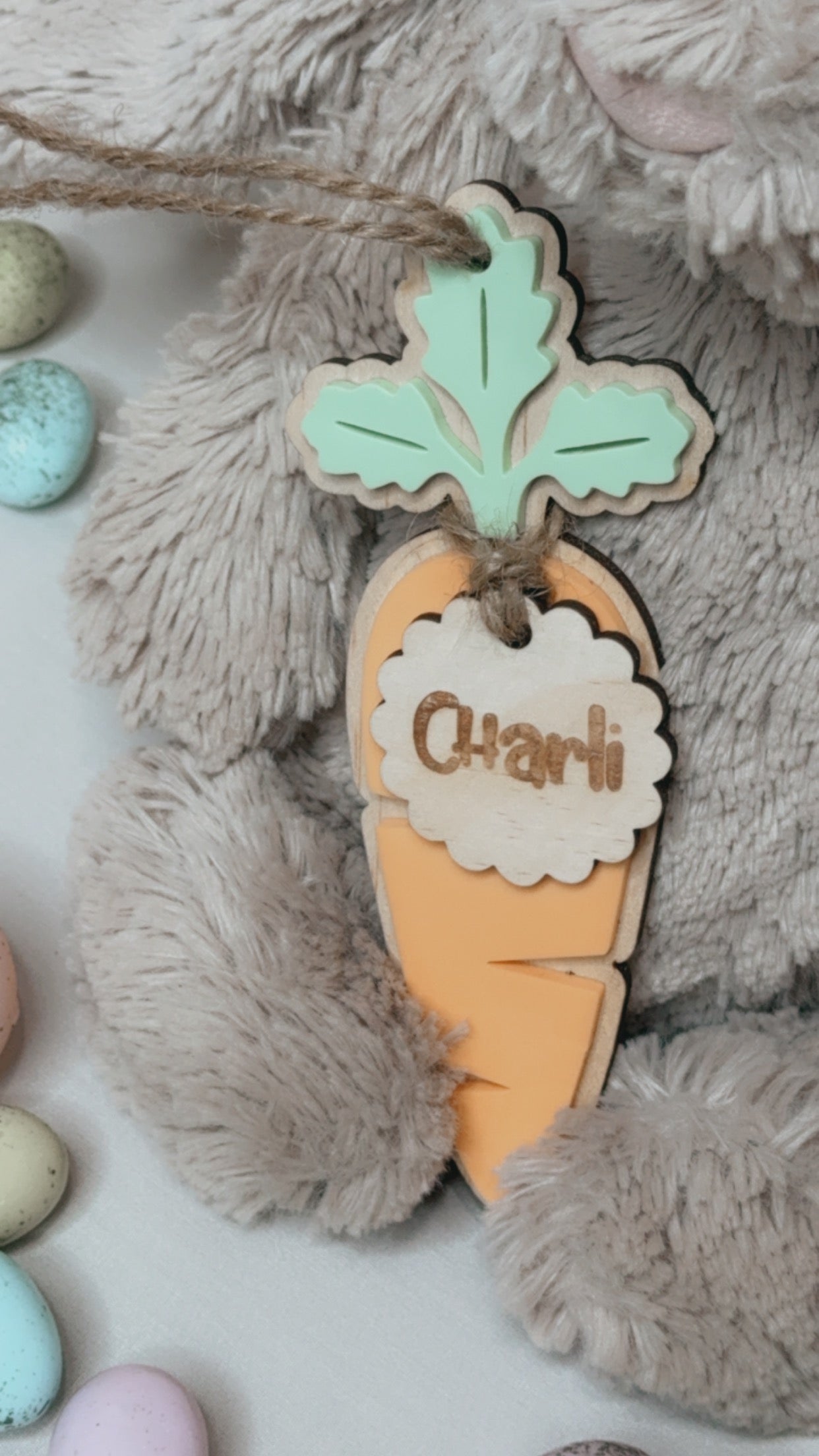 CARROT BASKET TAG - WOODEN NAME