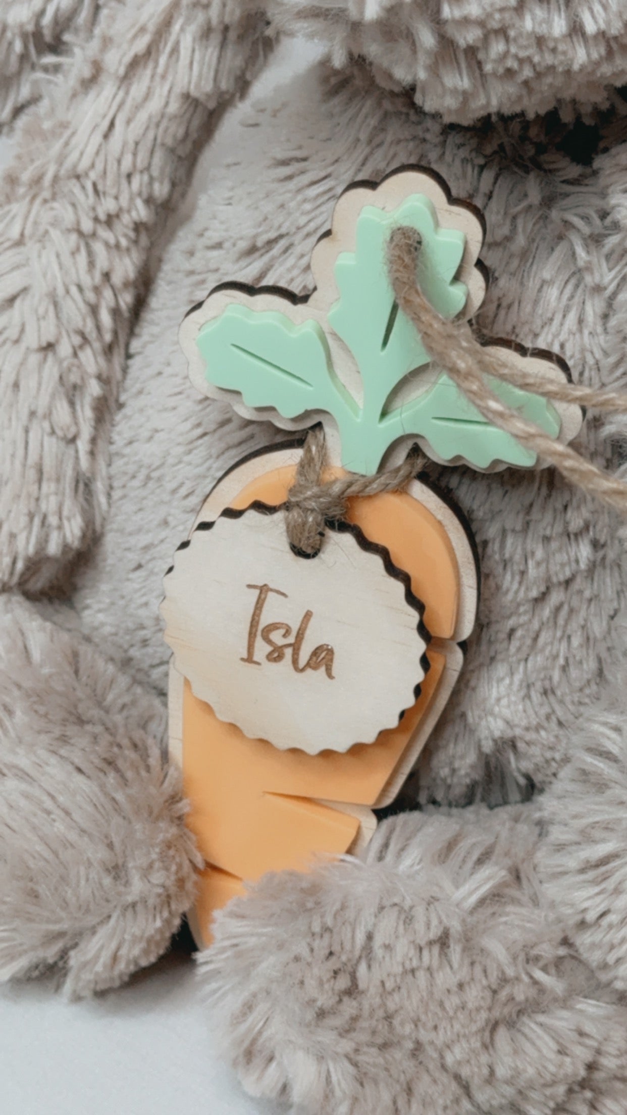 CARROT BASKET TAG - WOODEN NAME