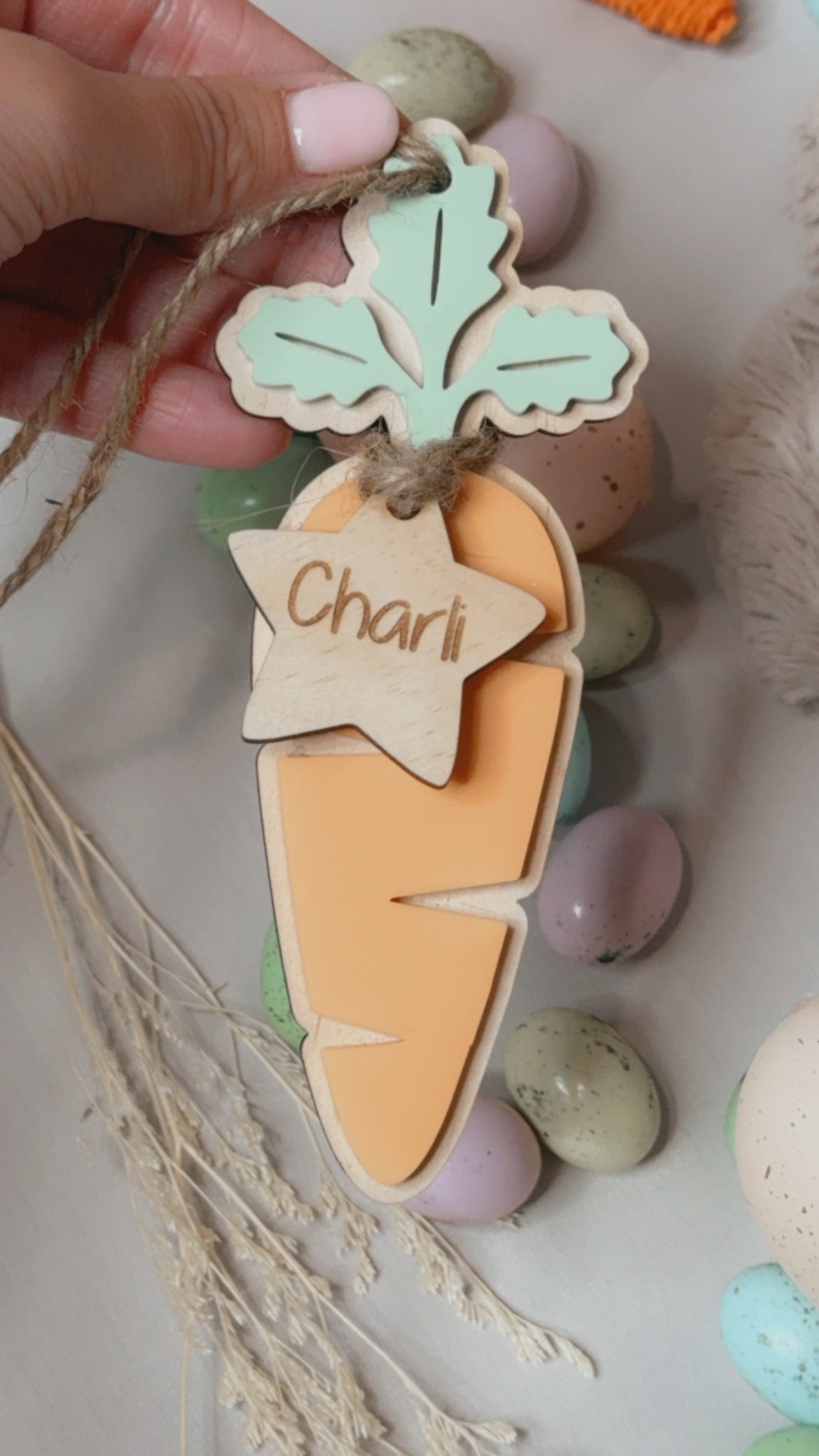 CARROT BASKET TAG - WOODEN NAME