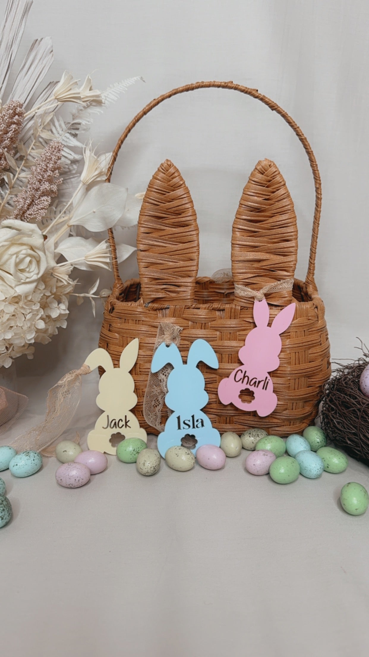 PERSONALISED ACRYLIC BUNNY SET OF THREE