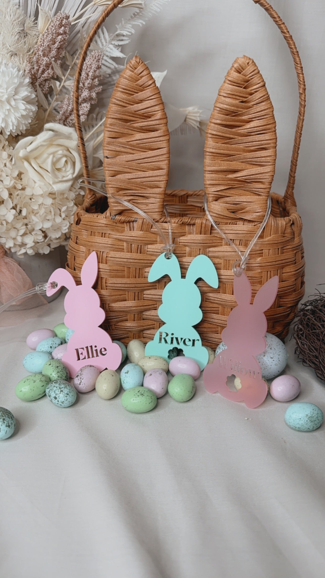 PERSONALISED ACRYLIC BUNNY SET OF THREE