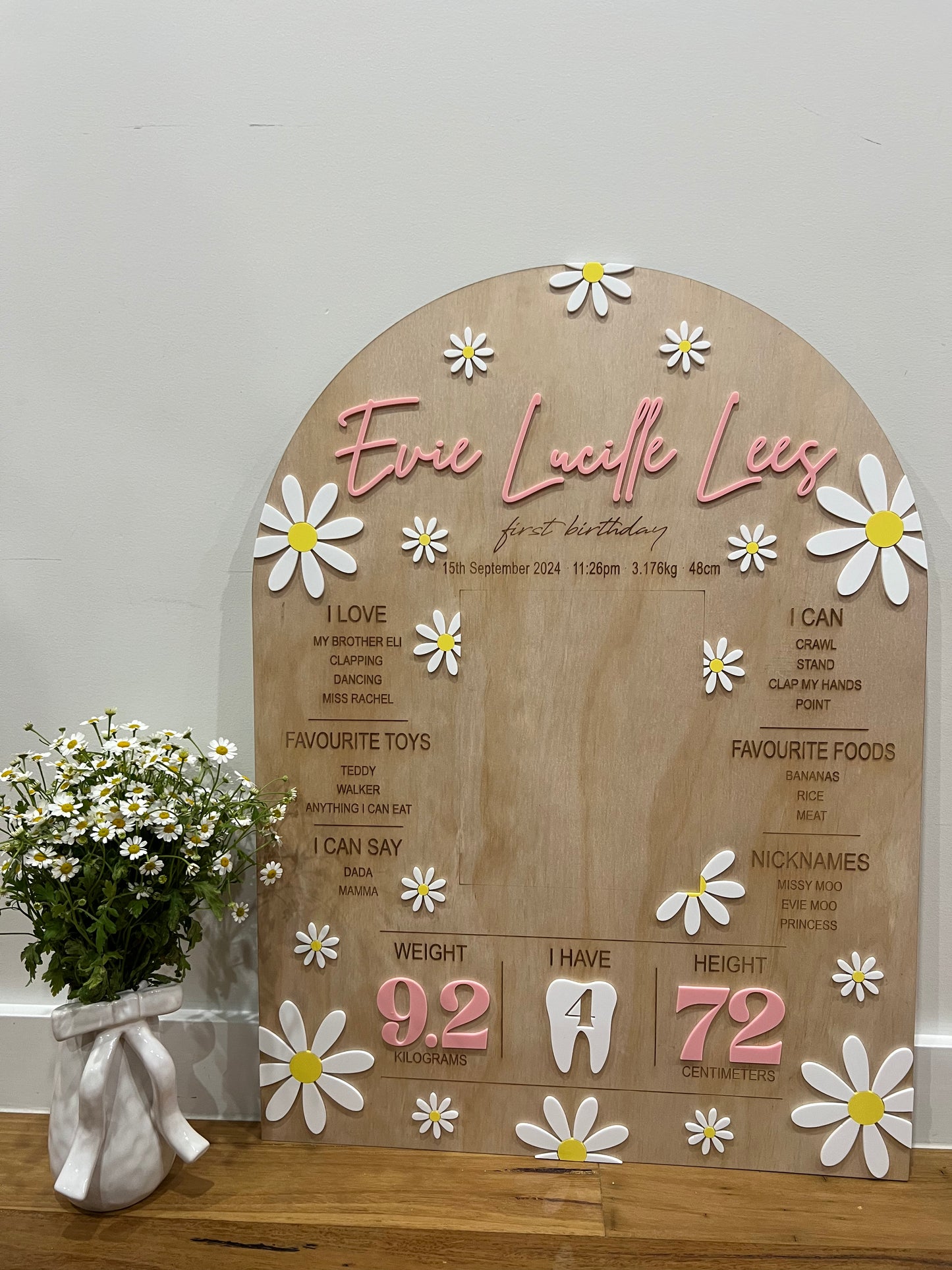 ONE -DERFUL DAISY BIRTHDAY MEMORY BOARD - SINGLE PHOTO