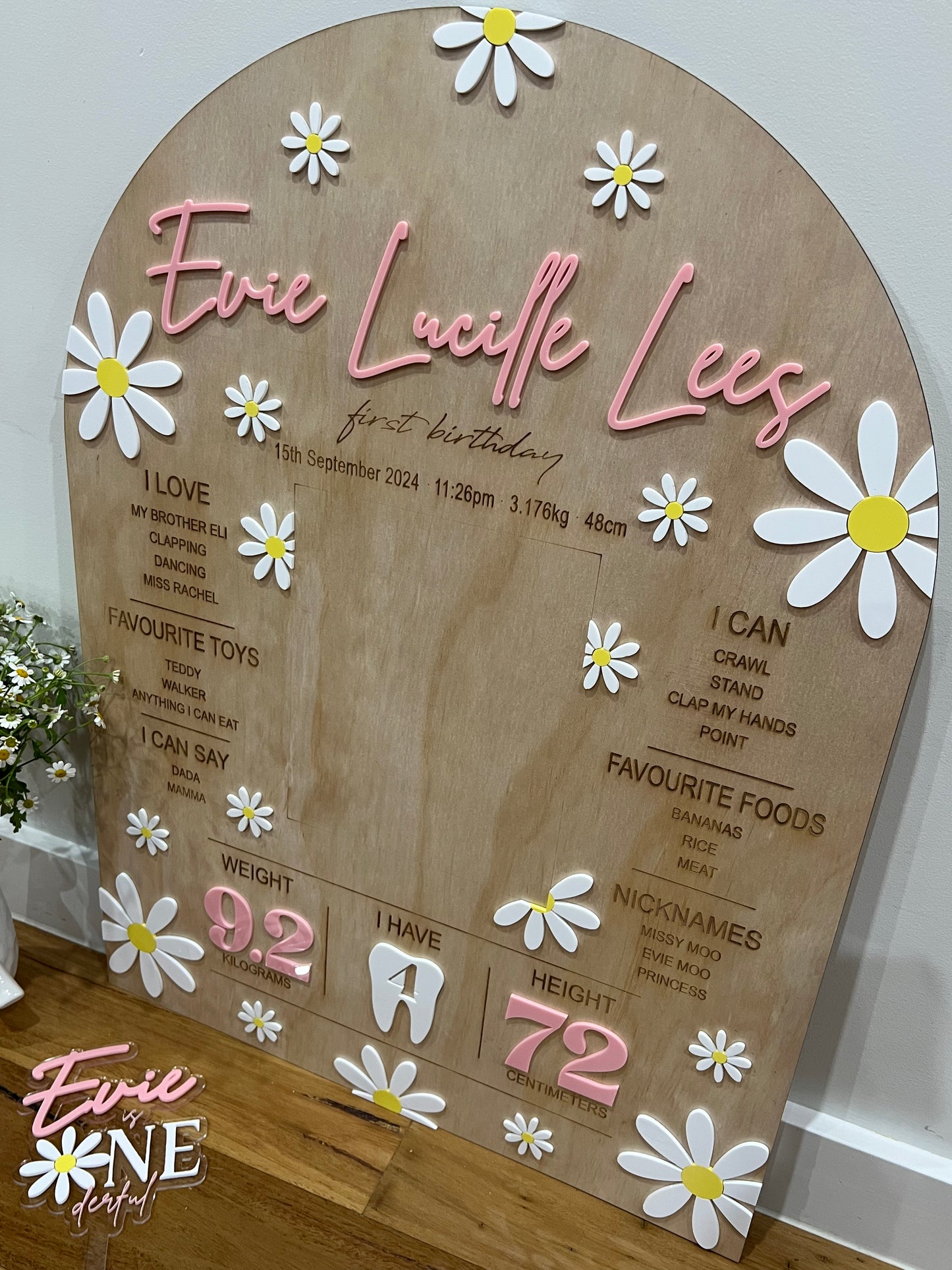 ONE -DERFUL DAISY BIRTHDAY MEMORY BOARD - SINGLE PHOTO