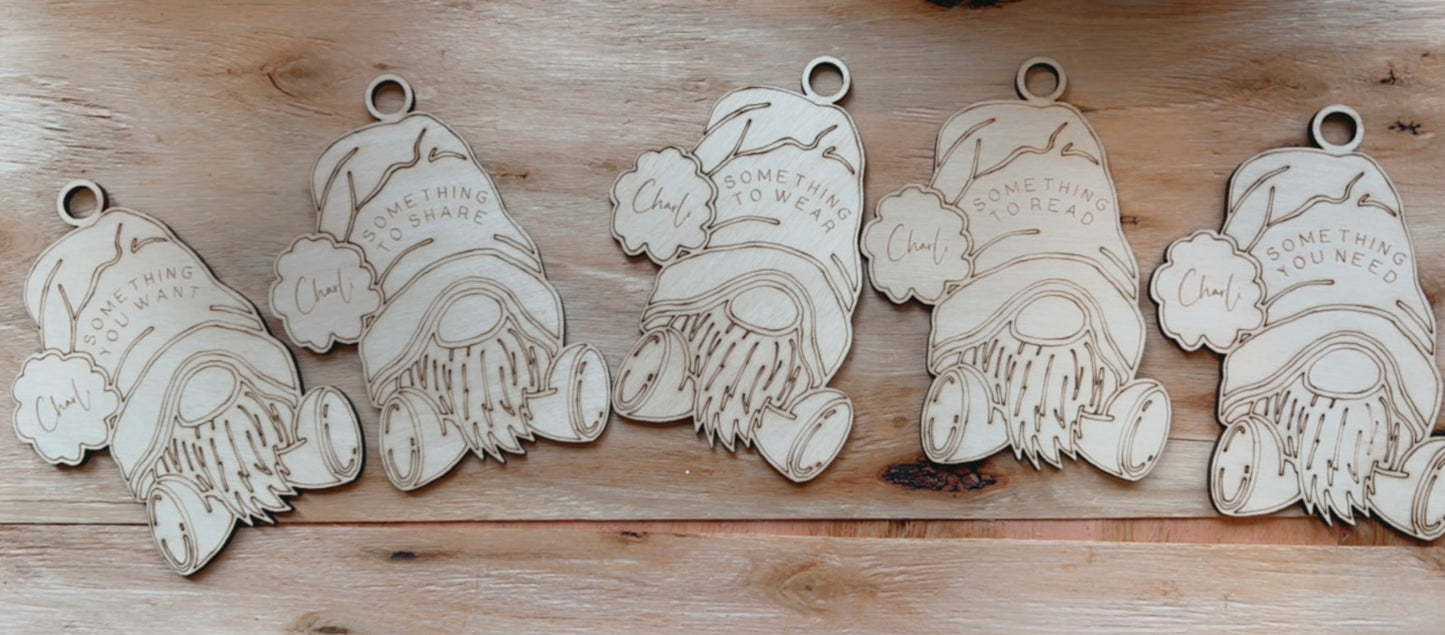 'SOMETHING YOU/TO' GNOME WOODEN GIFTING TAGS