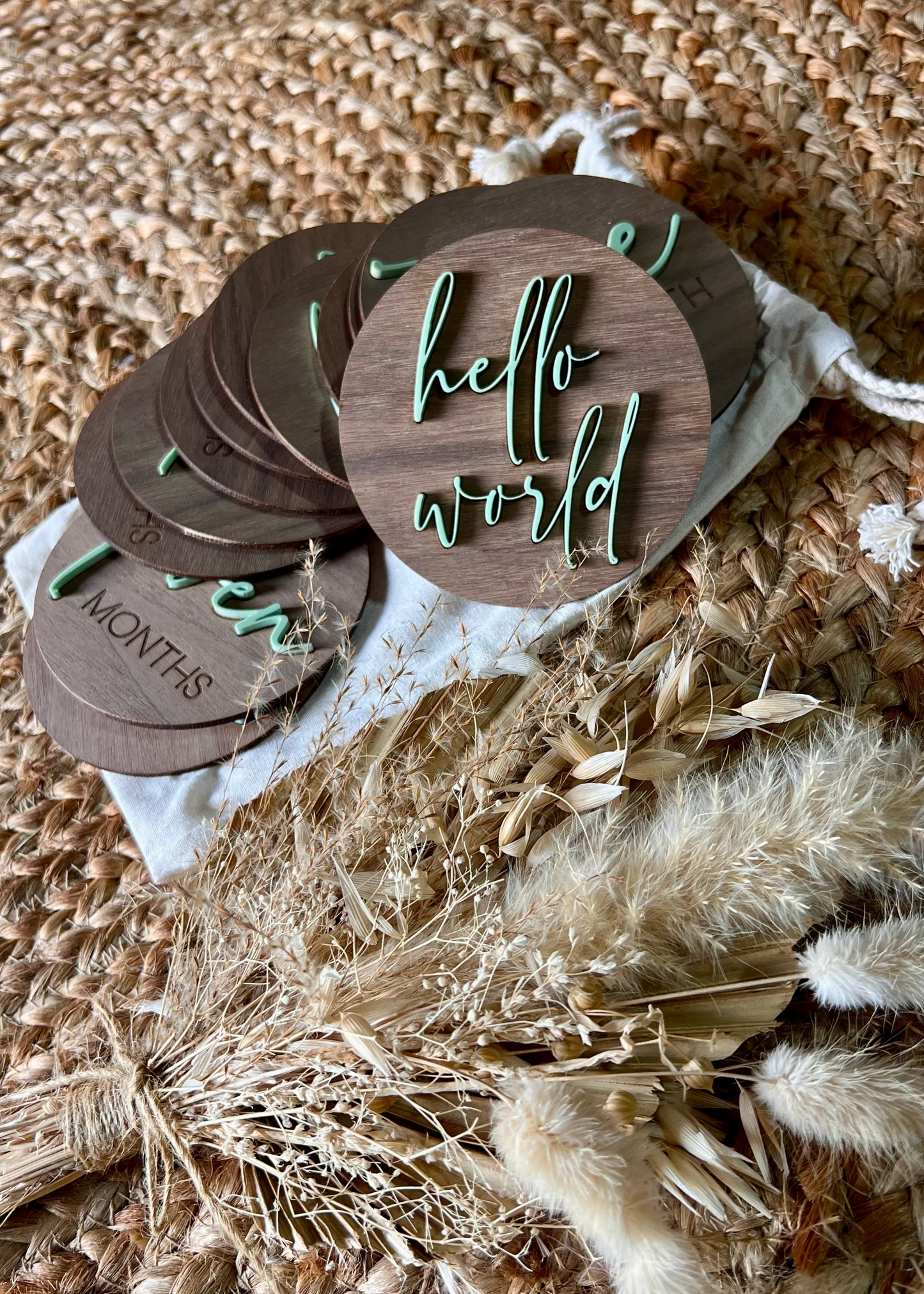 MILESTONE DISCS - PISTACHIO & BIRTH ANNOUNCEMENT SET