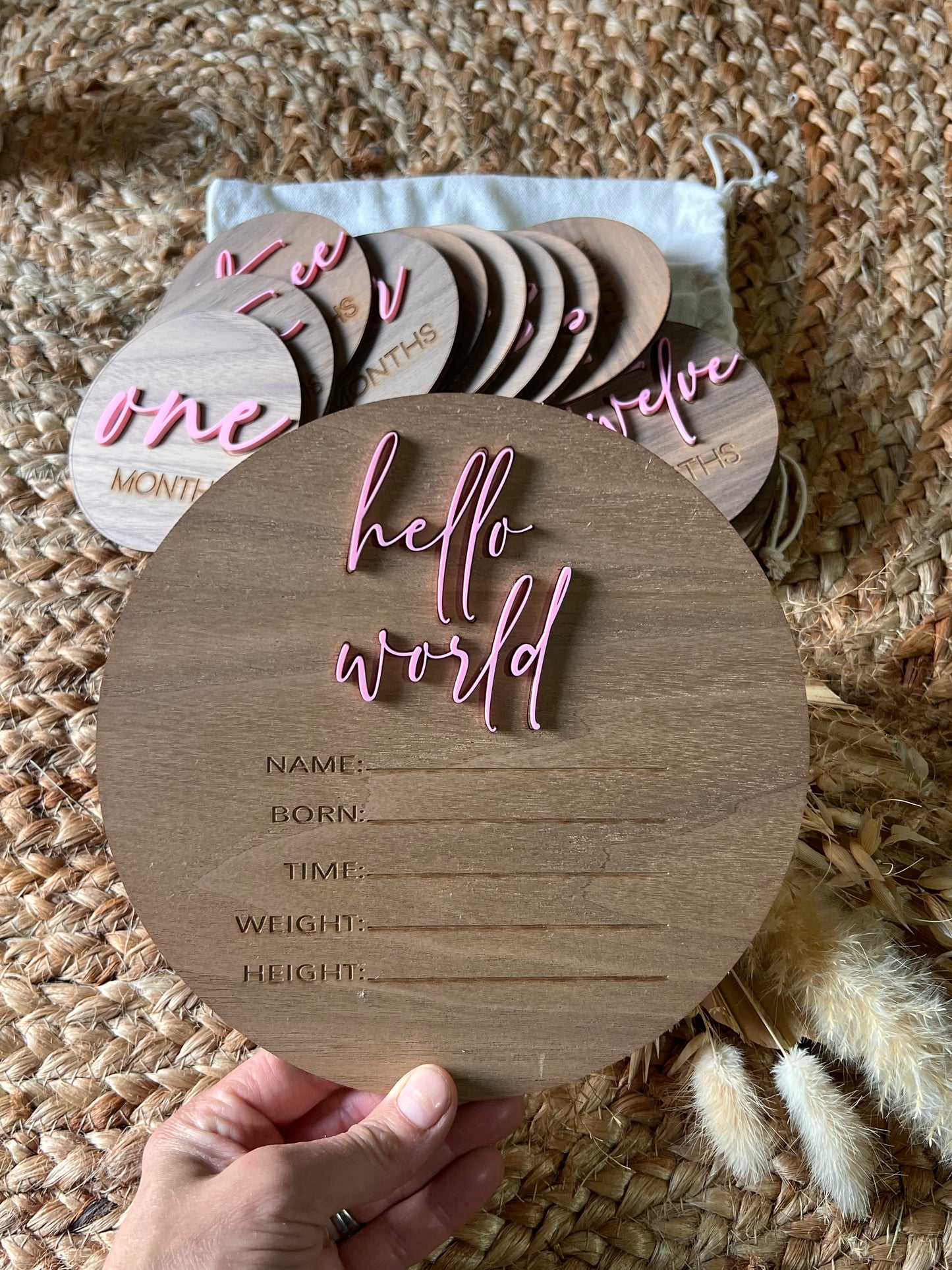 MILESTONE DISCS - MARSHMALLOW  & BIRTH ANNOUNCEMENT SET