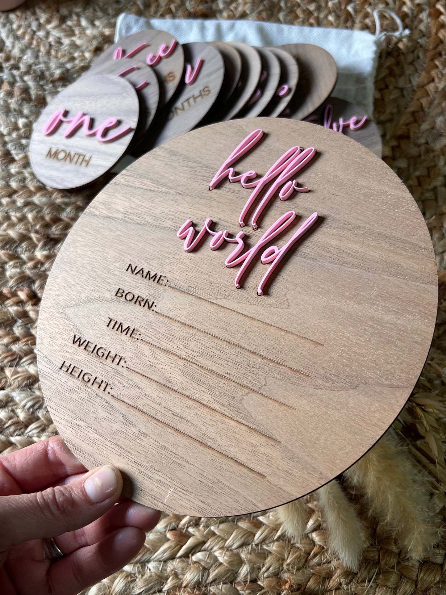 MILESTONE DISCS - MARSHMALLOW  & BIRTH ANNOUNCEMENT SET