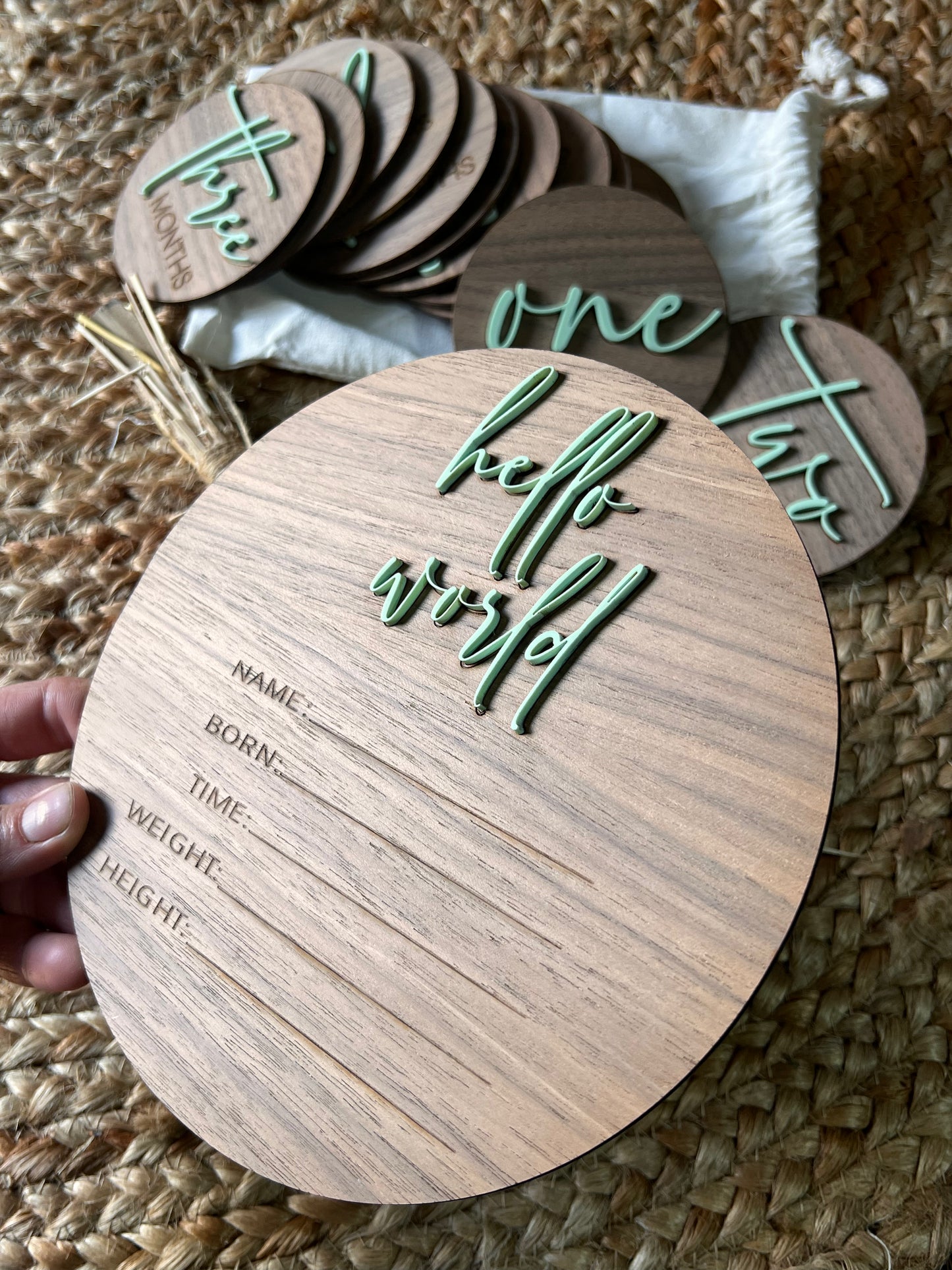 MILESTONE DISCS - PISTACHIO & BIRTH ANNOUNCEMENT SET