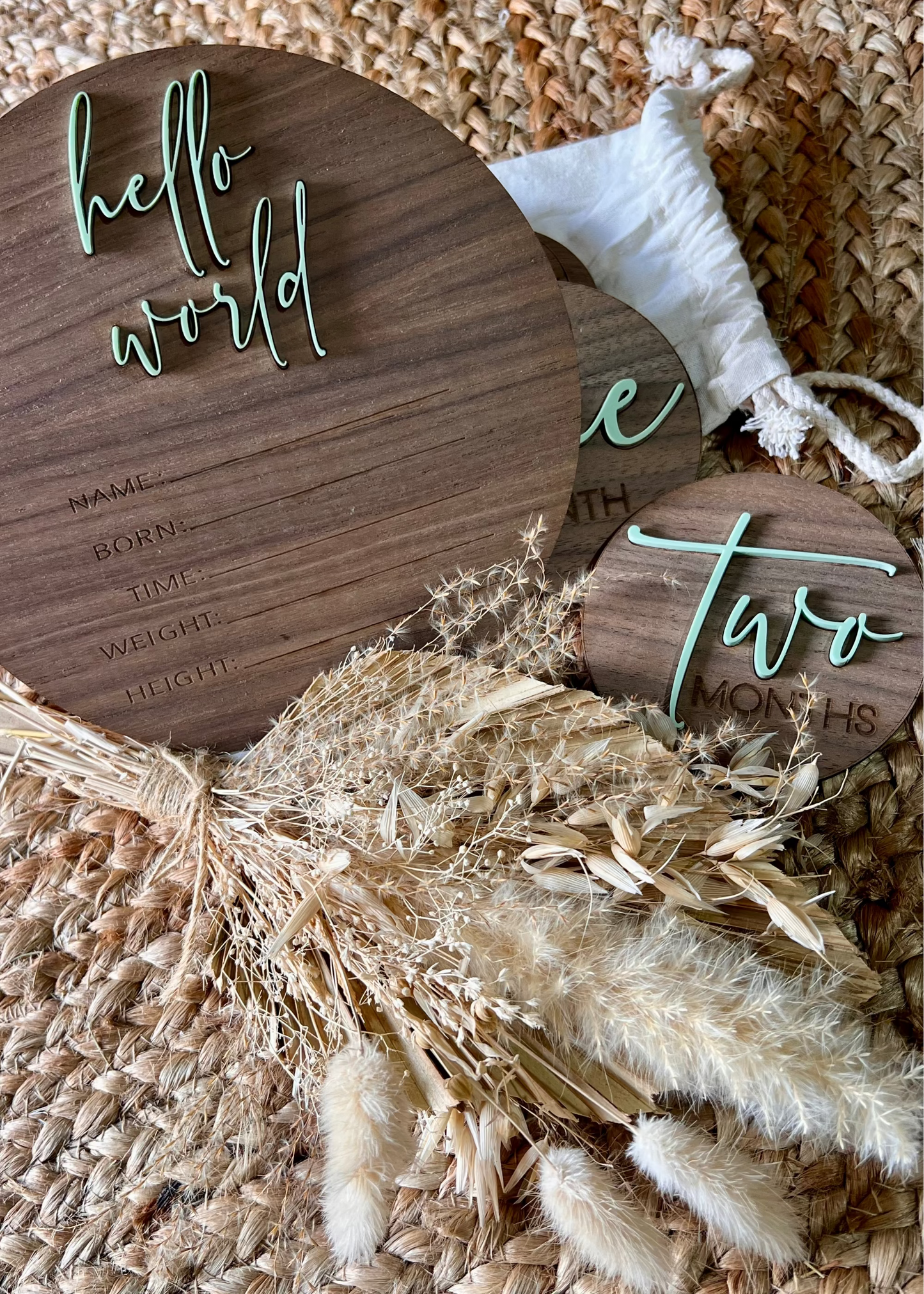 MILESTONE DISCS - PISTACHIO & BIRTH ANNOUNCEMENT SET