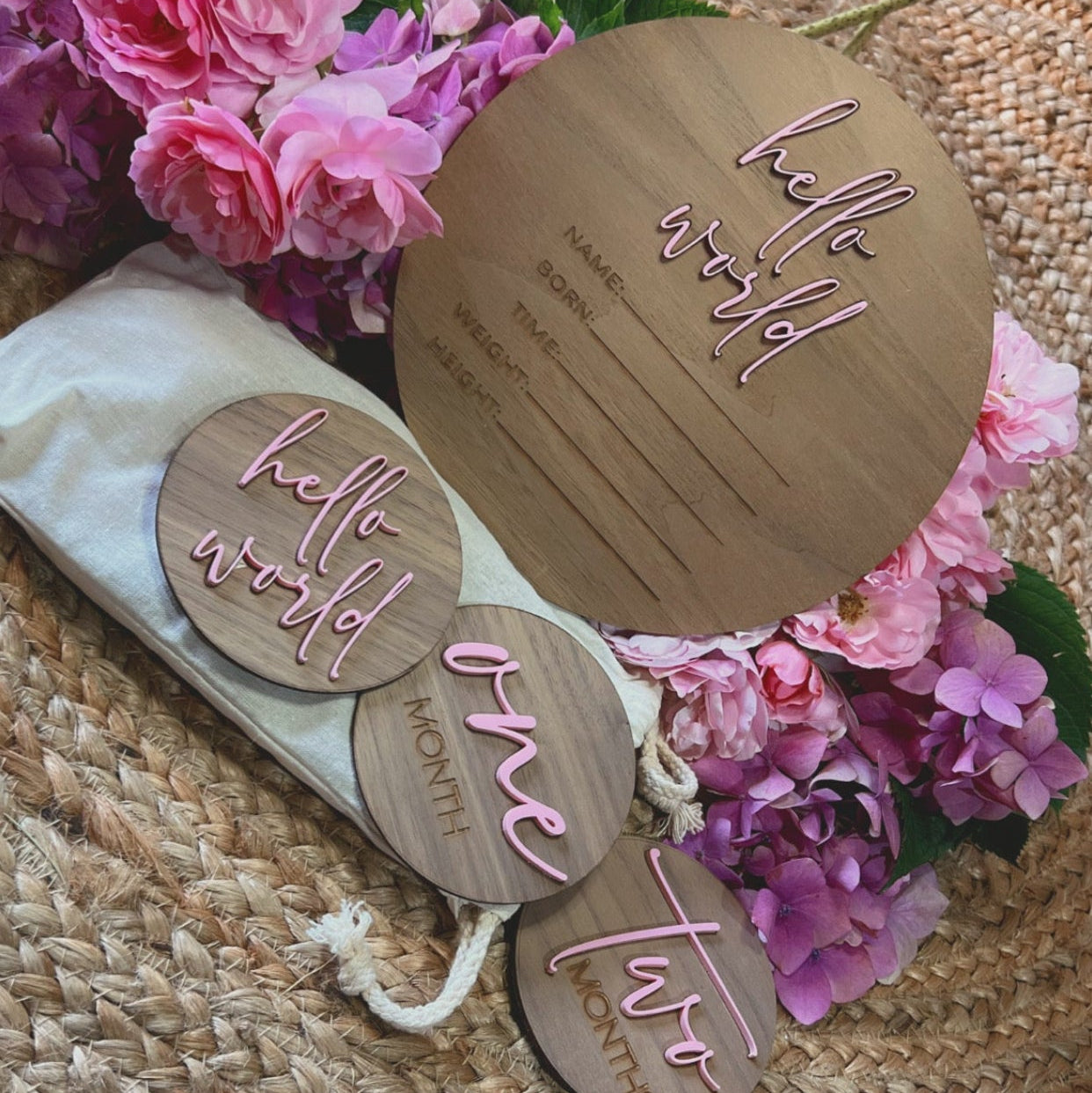 MILESTONE DISCS - MARSHMALLOW  & BIRTH ANNOUNCEMENT SET