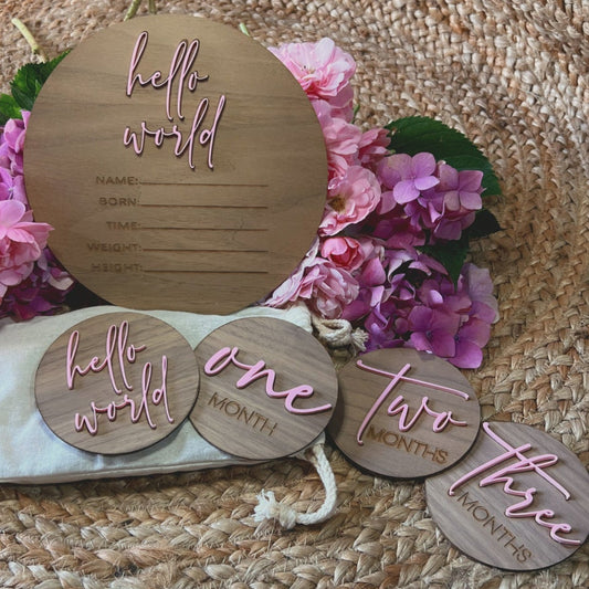 MILESTONE DISCS - MARSHMALLOW  & BIRTH ANNOUNCEMENT SET
