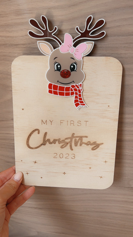 MY FIRST CHRISTMAS 2023 PLAQUE - REINDEER GIRL