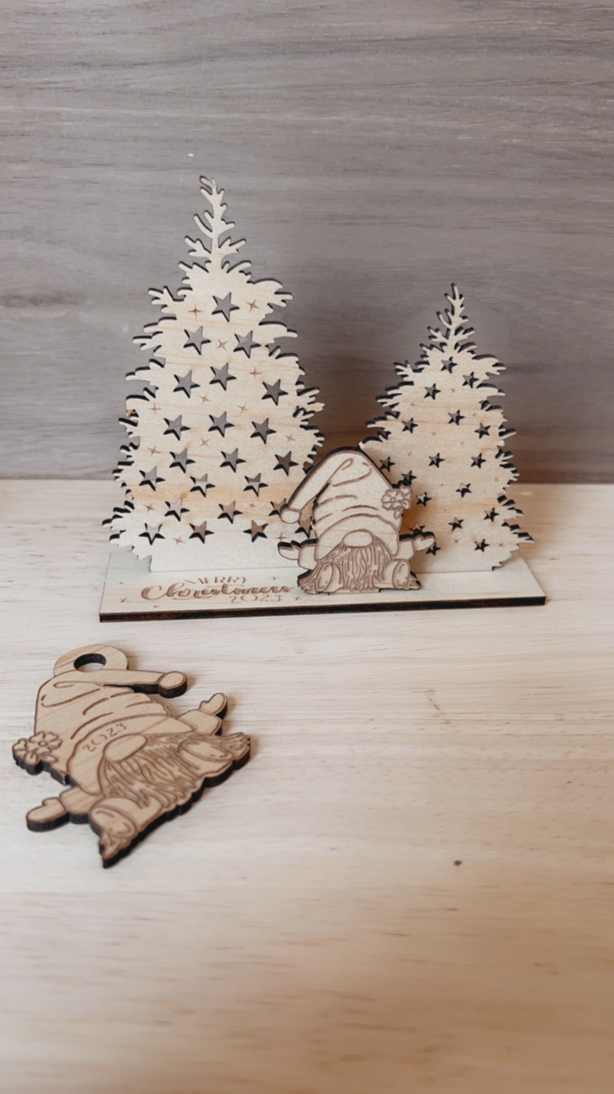 WOODEN GNOME POP UP CHRISTMAS CARD