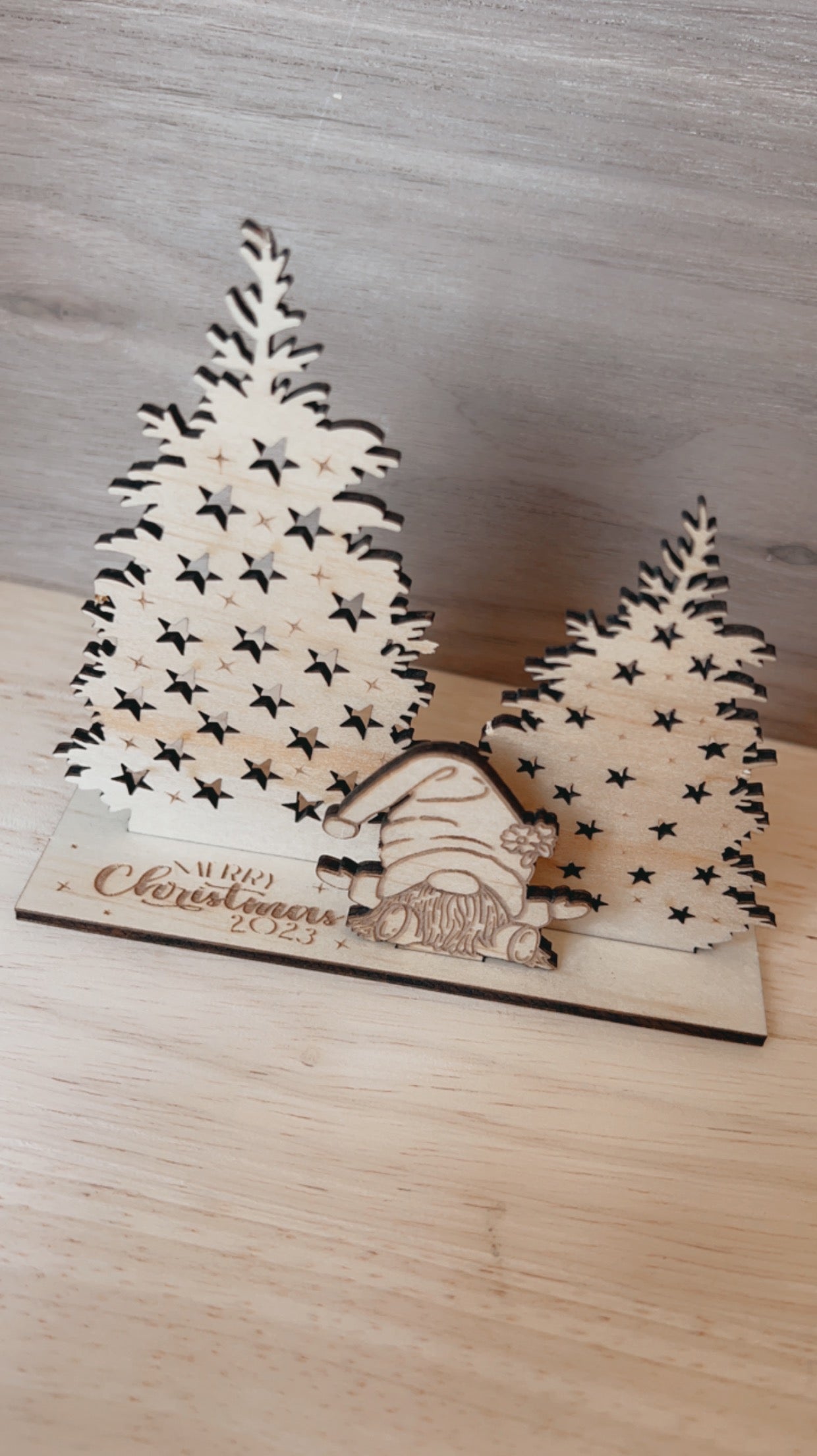 WOODEN GNOME POP UP CHRISTMAS CARD