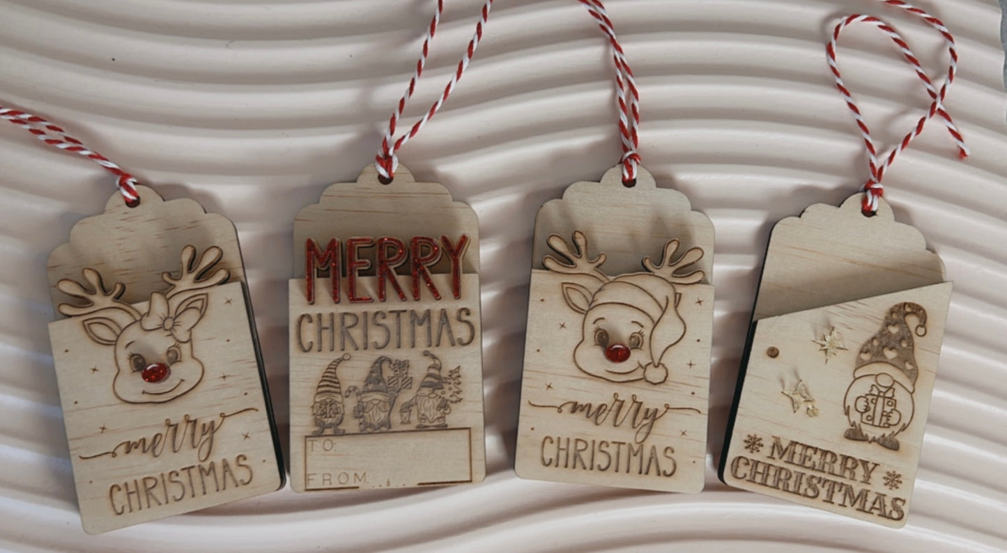 GIFT CARD HANGING ORNAMENTS SET OF FOUR