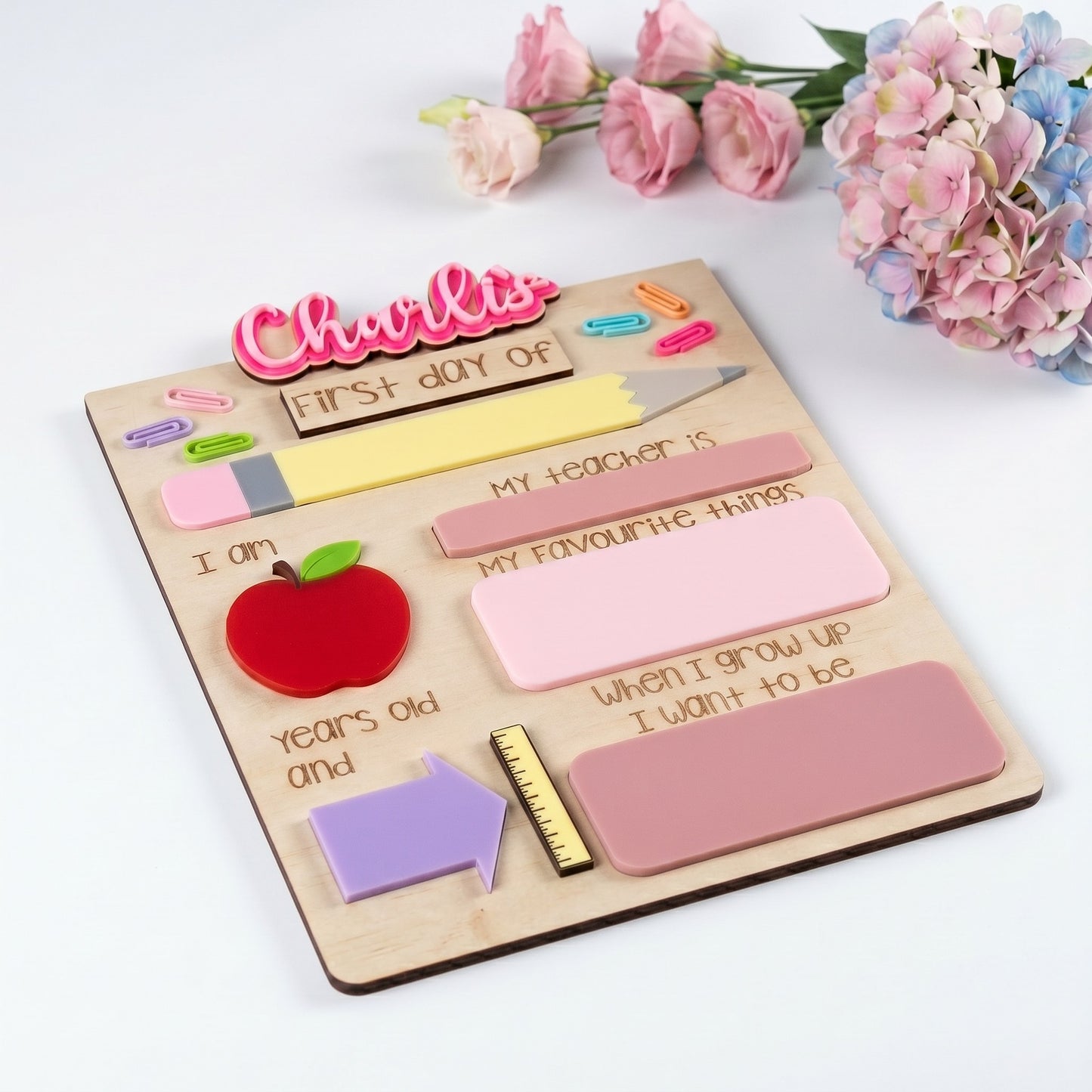 PENCIL FIRST / LAST DAY BOARD - PINK
