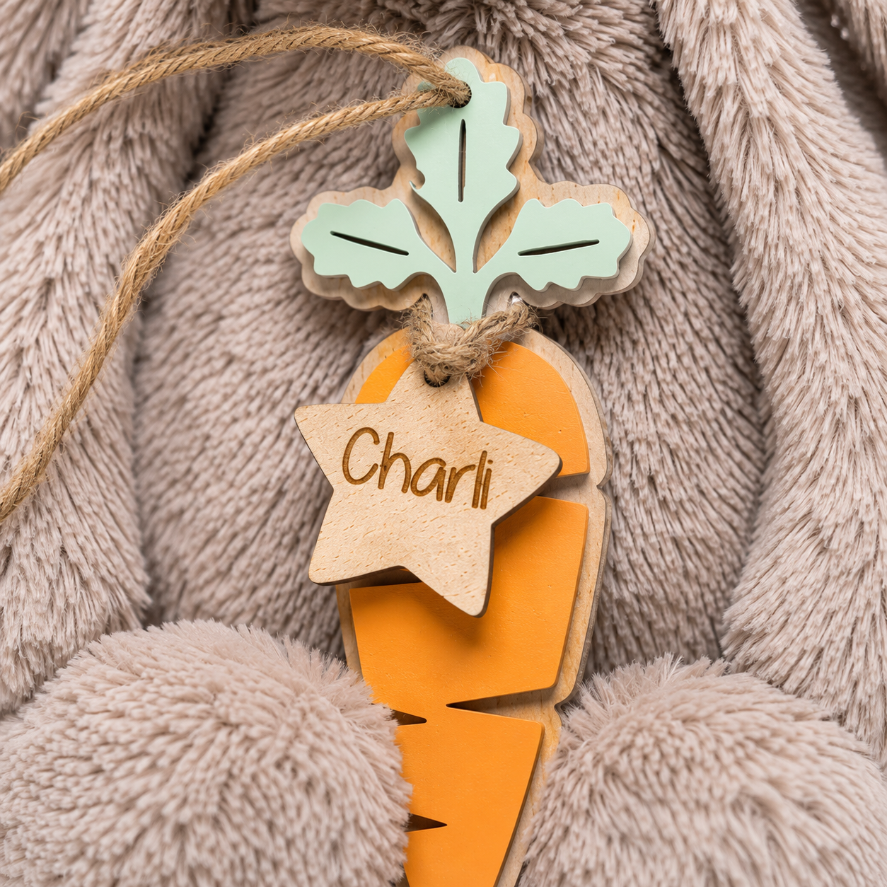 CARROT BASKET TAG - WOODEN NAME