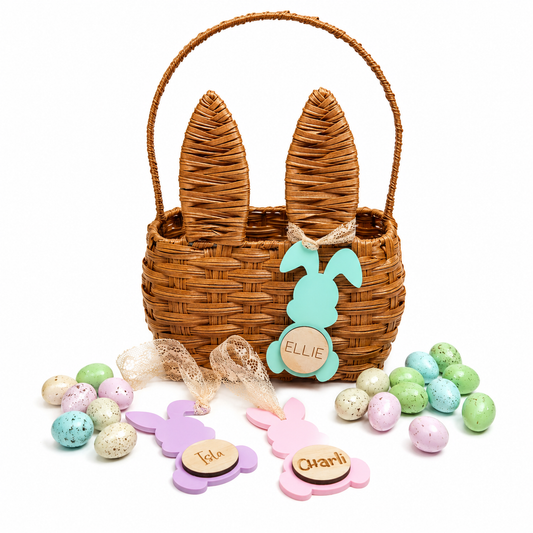 ACRYLIC / WOODEN BUNNY BASKET TAGS - ASSORTED EARS