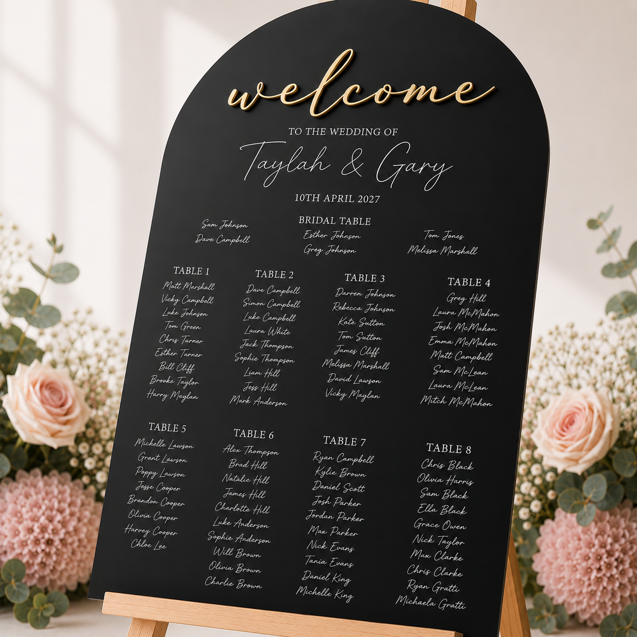 GUEST SEATING CHART - ONYX COLLECTION