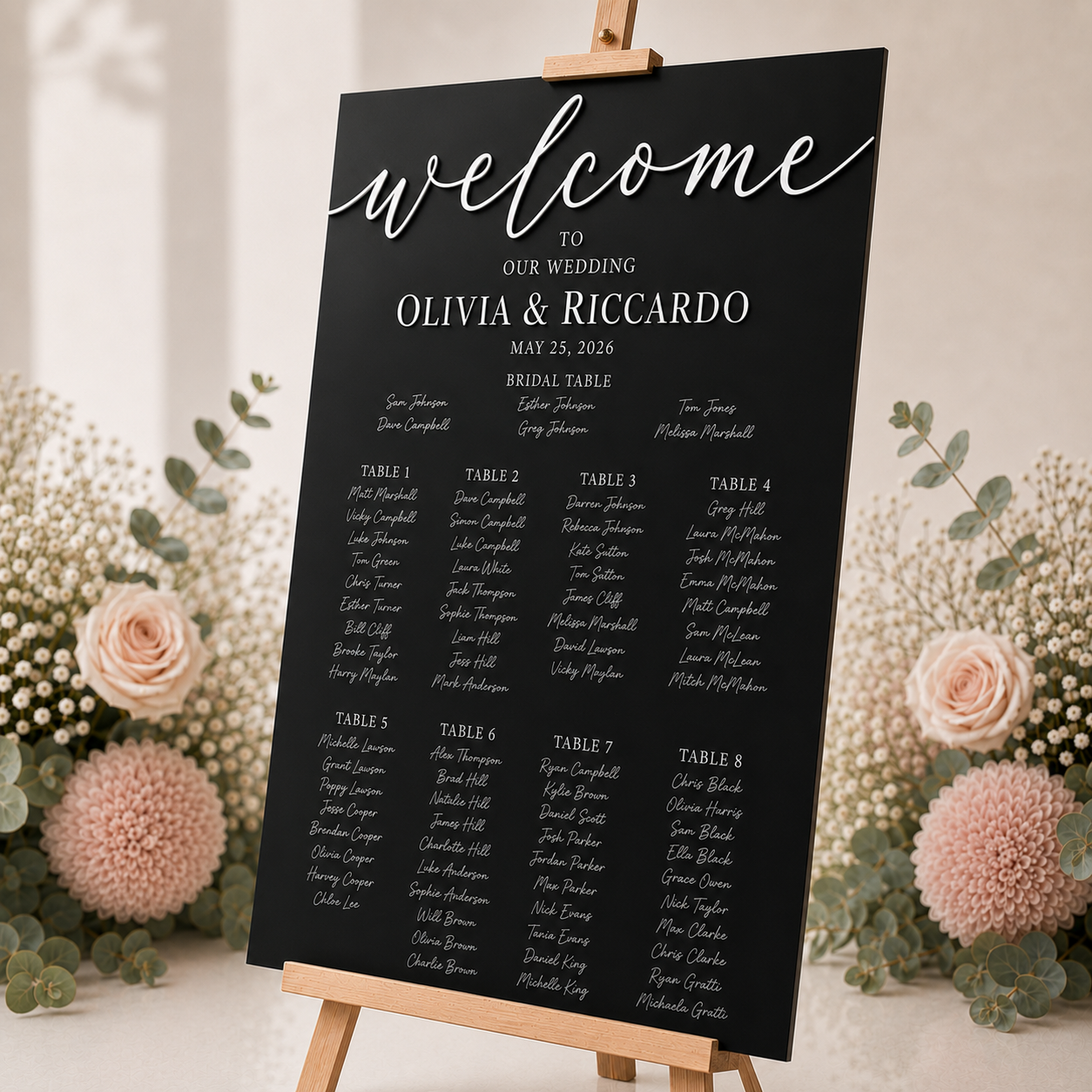 GUEST SEATING CHART - NOIR & BLANC COLLECTION