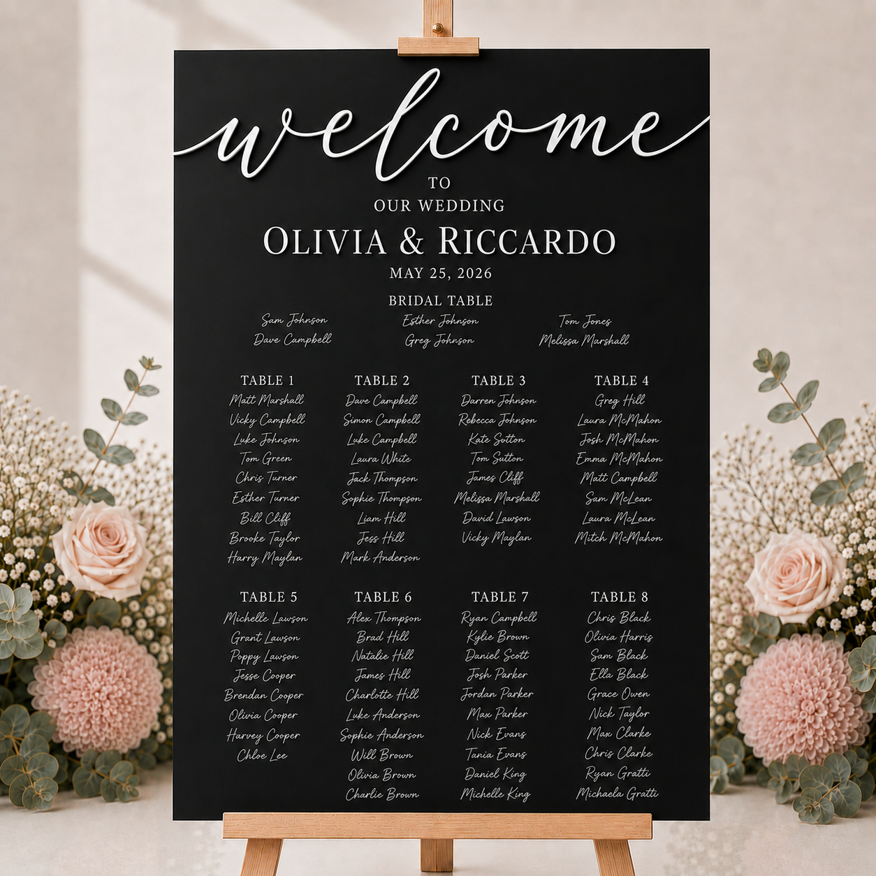 GUEST SEATING CHART - NOIR & BLANC COLLECTION